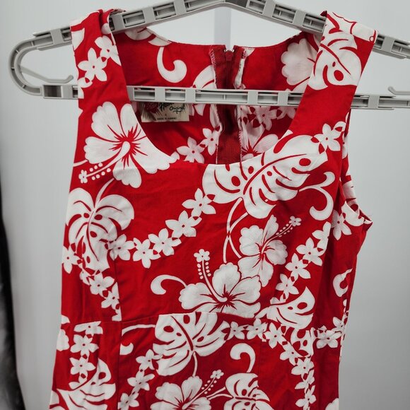 Hilo Hattie Womens Size 4 Red White Floral Hawaiian Dress Sleeveless Island - Picture 3 of 7